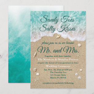 Beach Waves Sandy Toes Salty Kisses Wedding Invite