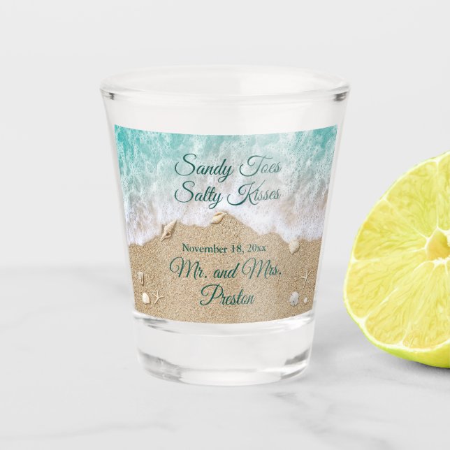 Beach Waves Sandy Toes Shot Glass (Front)