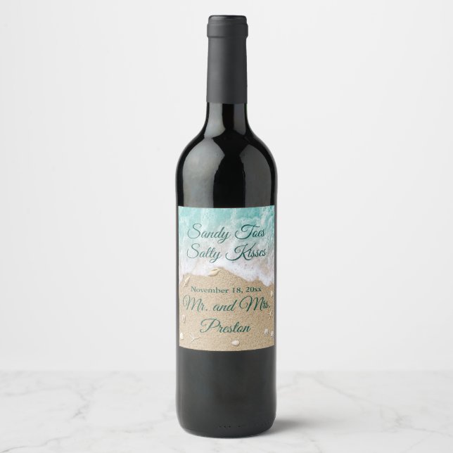 Beach Waves Sandy Toes Wine Label (Front)