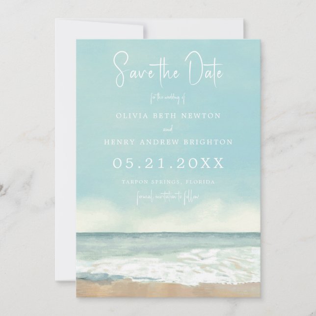 Beach Waves Save the Date (Front)
