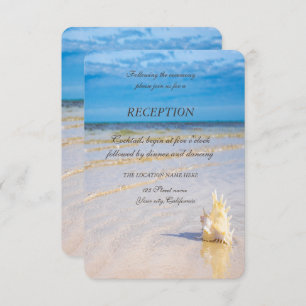 Beach Waves Seashell Reception Invitation
