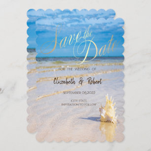 Beach Waves Seashell The Date Save The Date