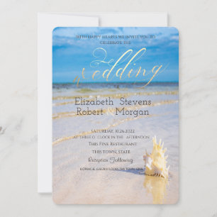 Beach Waves Seashell Wedding  Invitation