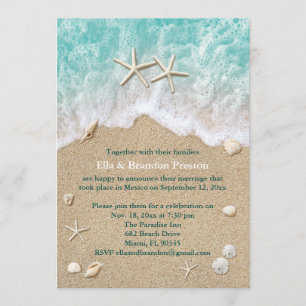 Beach Waves & Starfish Post Wedding Invitation