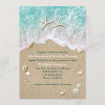 Beach Waves & Starfish Wedding Invitation