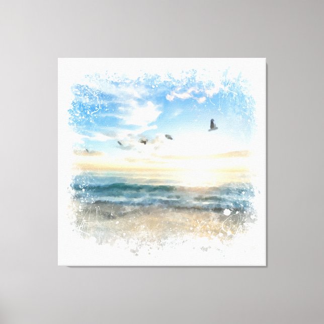 *~* Beach Waves Sunset Sunrise  AR7 Canvas Print (Front)