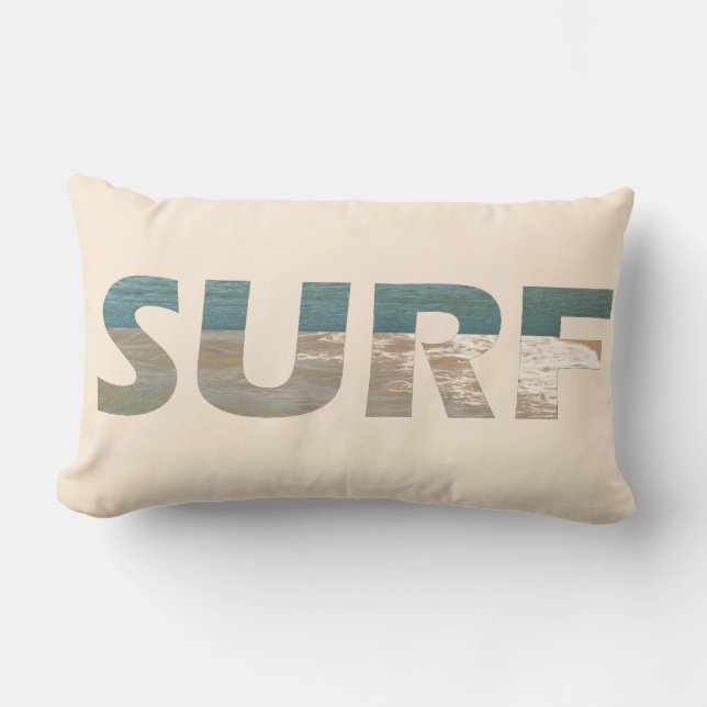 Beach Waves Surf Throw Pillow (Front)