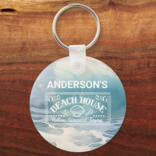 Beach  Waves theme Painting  Key Ring