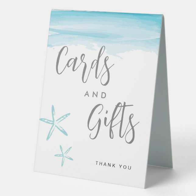 Beach waves weddign Cards and Gifts table sign (Front)