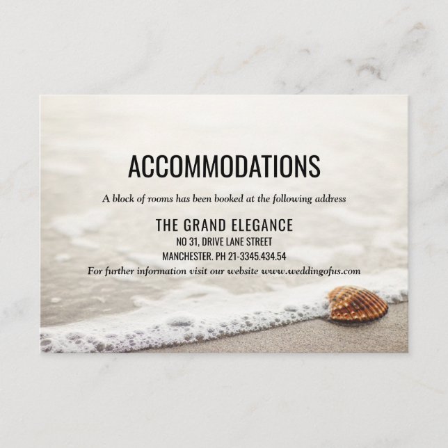 Beach Waves Wedding Accommodations Enclosure Card (Front)