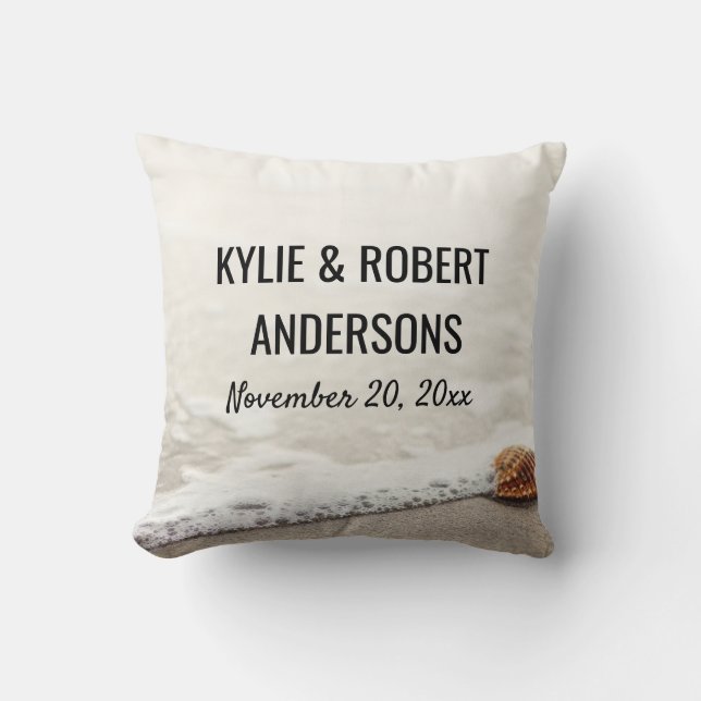 Beach Waves Wedding Cushion (Front)