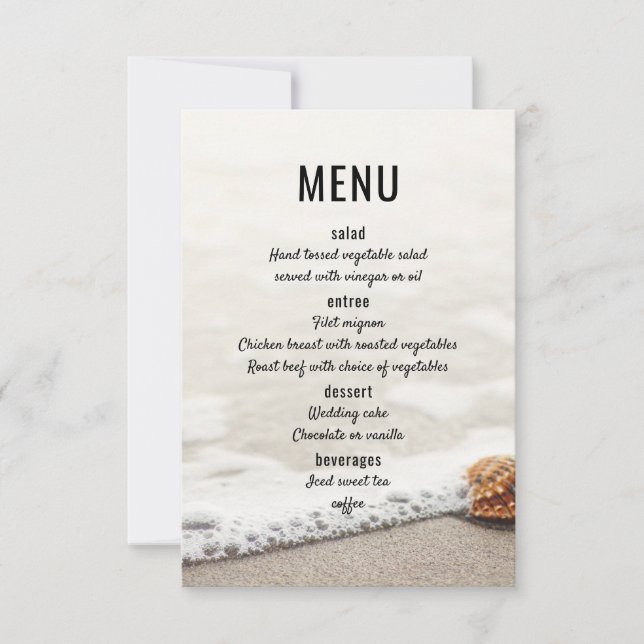 Beach Waves Wedding Menu Invitation (Front)