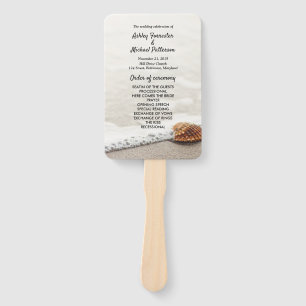 Beach Waves Wedding Program Hand Fan