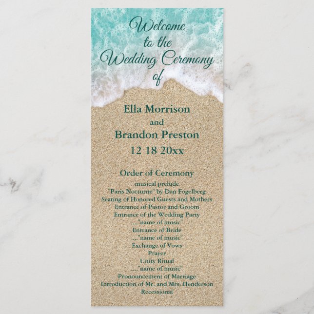 Beach Waves Wedding Program Programme (Front)