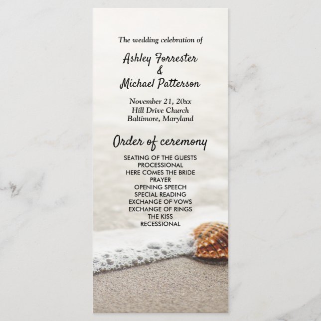 Beach Waves Wedding Program Programme (Front)
