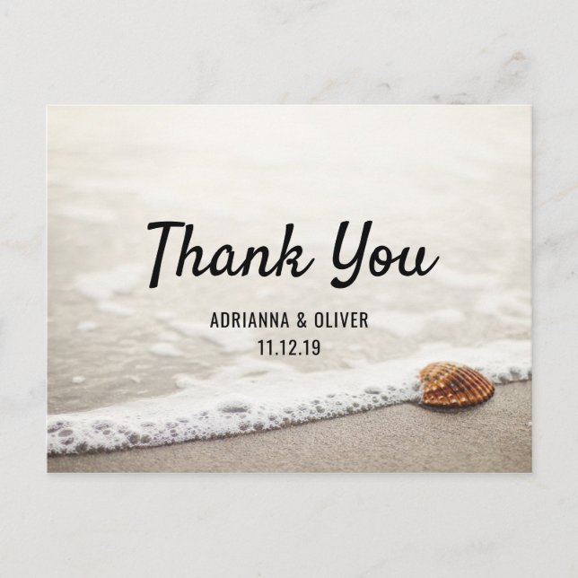 Beach Waves Wedding Thank You Postcard (Front)