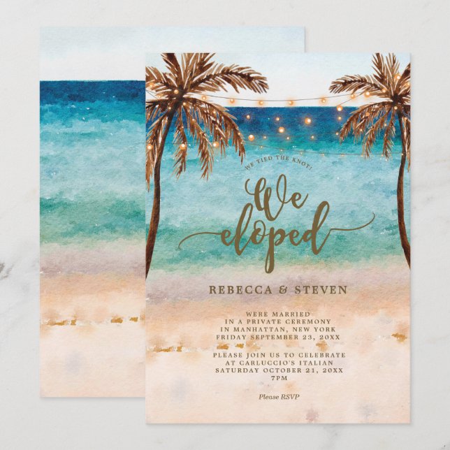 beach we tied the knot we eloped invitation (Front/Back)