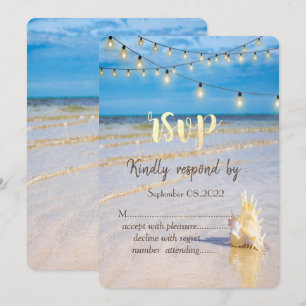 Beach Weaves String Lights Seashell RSVP Invitation