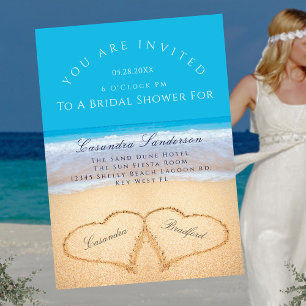 Beach Wedding 2 Hearts in the Sand Bridal Shower I Invitation