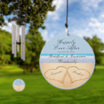 Beach Wedding 2 Hearts in the Sand  Wedding  Wind Chime<br><div class="desc">Dusty Blue Beach Wedding 2 Hearts in the Sand  Wedding Newlywed, wedding,  anniversary gift</div>