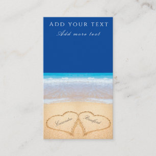Beach Wedding 2 Hearts Sand  Dark Blue Enclosure Card