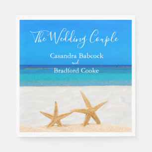 Beach Wedding 2 Starfish in Sand Wedding Napkin
