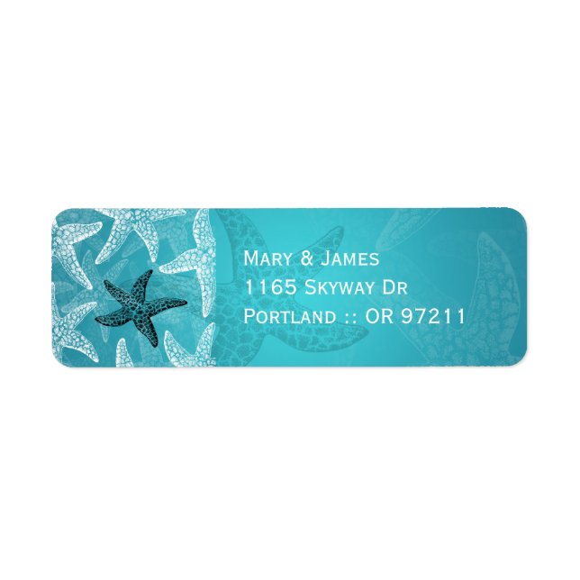 Beach Wedding  Address Starfish Blue (Front)