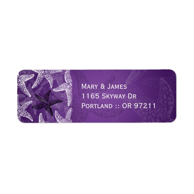 Beach Wedding  Address Starfish Purple (Front)