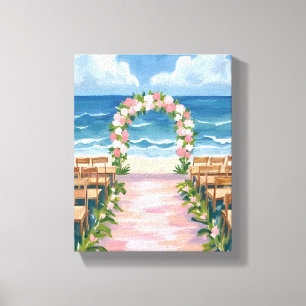 Beach Wedding Aisle Floral Watercolor Canvas Print