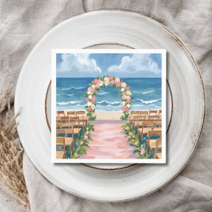 Beach Wedding Aisle Floral Watercolor Napkin