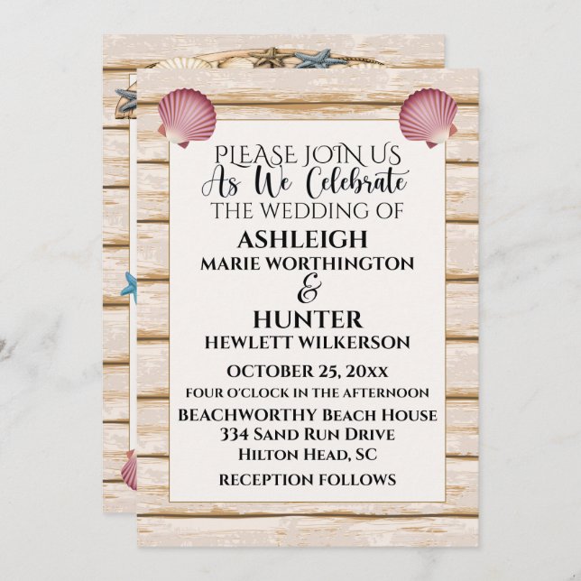 Beach Wedding / All Occasions Invitation Version 2 (Front/Back)