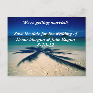 beach wedding announcement postcard