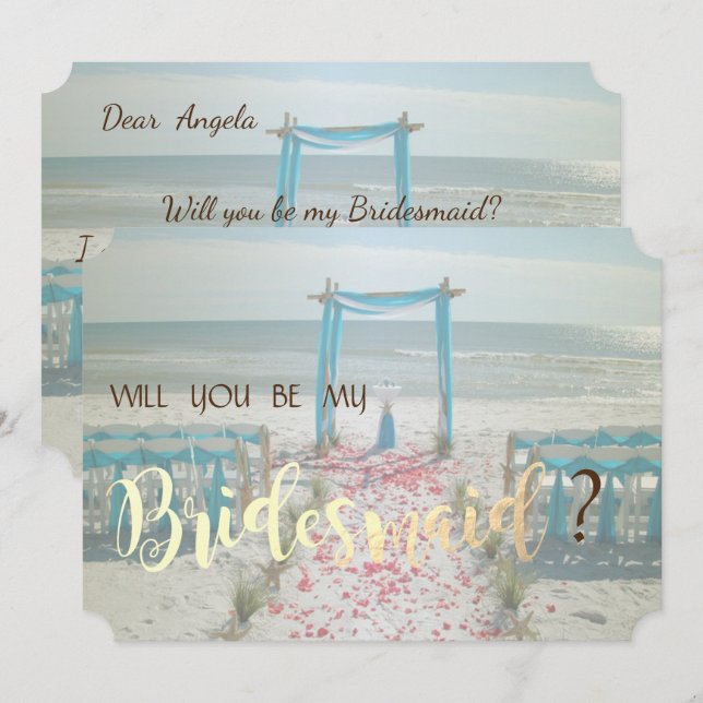 Beach Wedding Arbor  Bridesmaid Card (Front/Back)