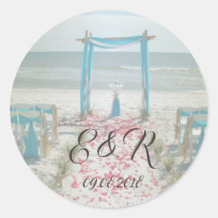 Beach Wedding Arbor Classic Round Sticker
