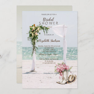 Beach Wedding Arbor Cowgirl Boots Bridal Shower Invitation