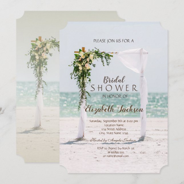 Beach Wedding Arbor Floral Bridal Shower Invitation (Front/Back)