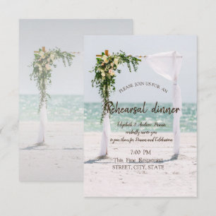 Beach Wedding Arbor Floral Rehearsal Dinner Invitation