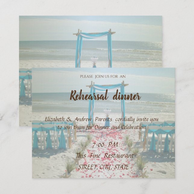 Beach Wedding Arbor  Rehearsal Dinner Invitation (Front/Back)