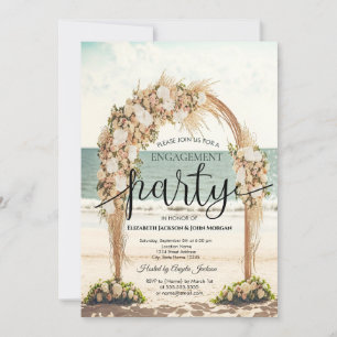 Beach Wedding Arbor Roses Engagement Invitation