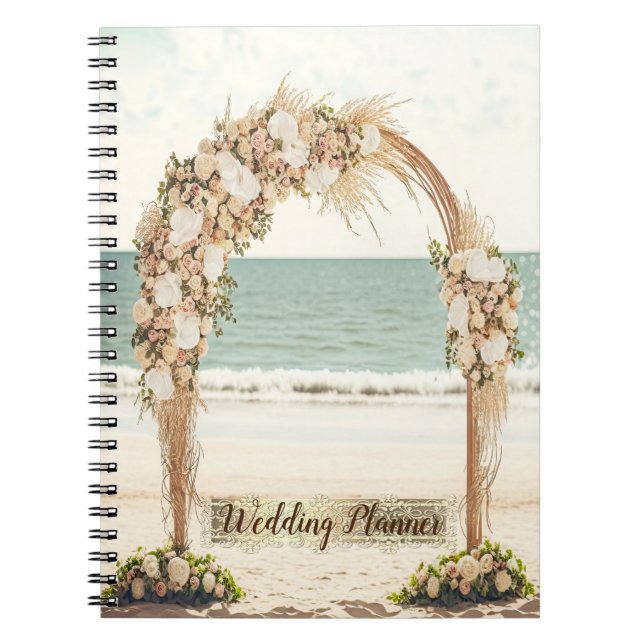 Beach Wedding Arbor Roses Lace Notebook (Front)