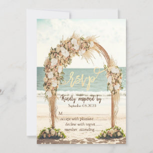 Beach Wedding Arbor Roses RSVP Invitation