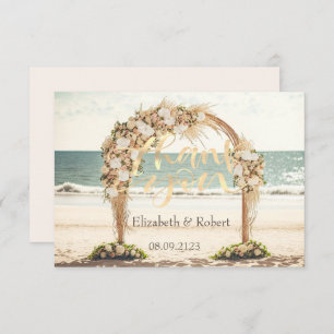 Beach Wedding Arbor Roses Thank You Card