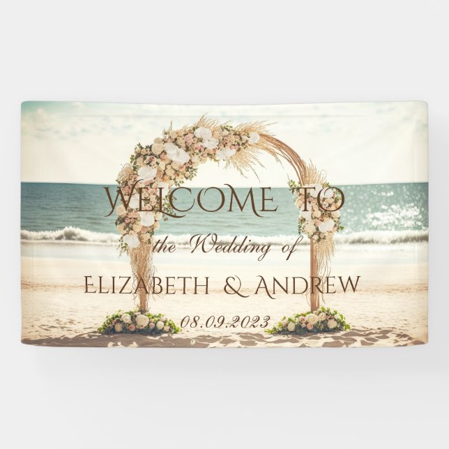 Beach Wedding Arbor Rosesl Wedding Banner (Horizontal)