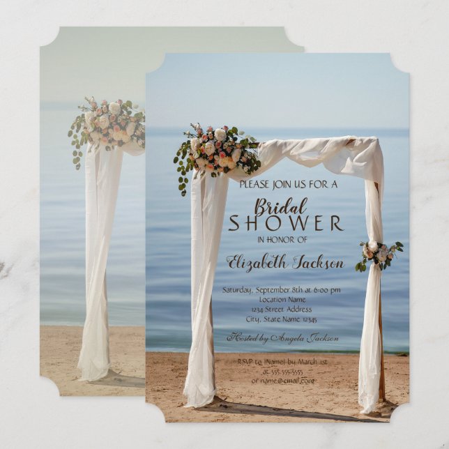 Beach Wedding Arch Floral Bridal Shower Invitation (Front/Back)