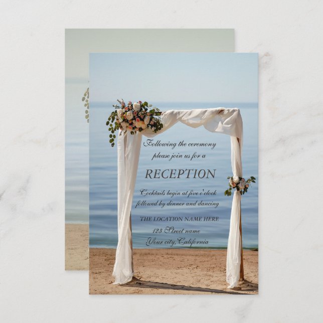 Beach Wedding Arch Floral Reception Invitation (Front/Back)