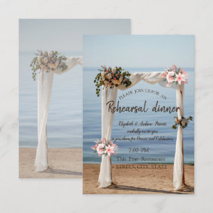 Beach Wedding Arch Floral Rehearsal Dinner Invitation