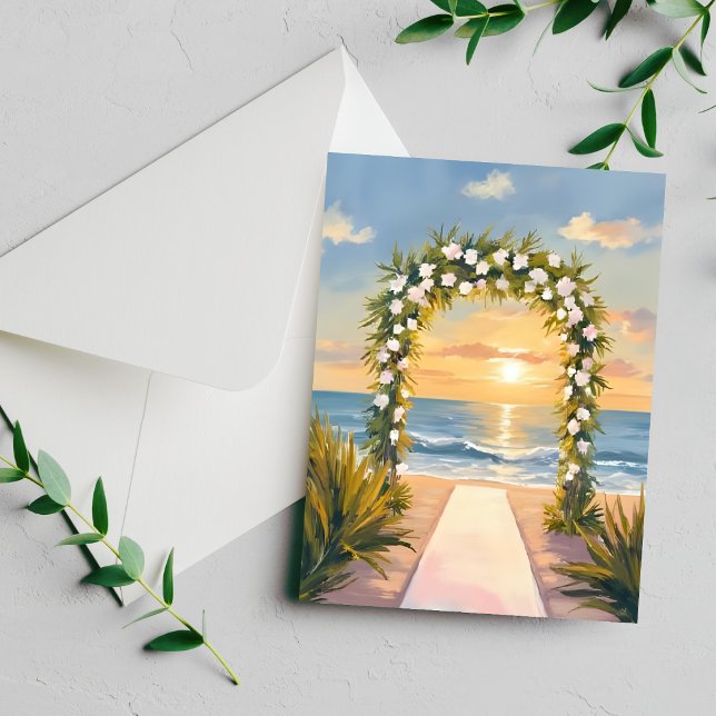 Beach Wedding Arch Floral Watercolor Card (Creator Uploaded)