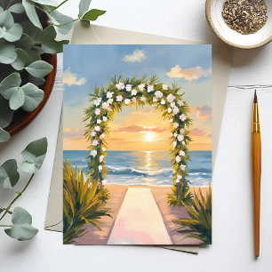 Beach Wedding Arch Floral Watercolor Postcard