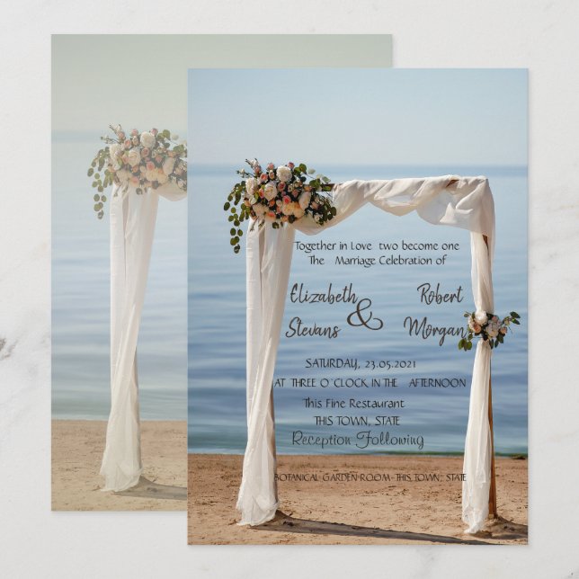Beach Wedding Arch Floral  Wedding  Invitation (Front/Back)