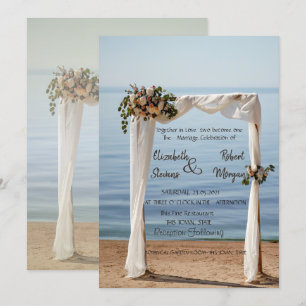 Beach Wedding Arch Floral  Wedding  Invitation